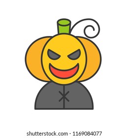 Jack o lantern character, Halloween related icon, outline design editable stroke