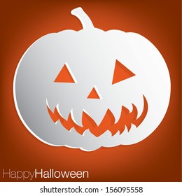 Jack o' Lantern concave Halloween card in vector format.