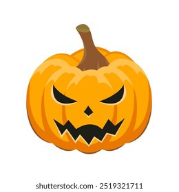 Jack O' Lantern design. Halloween pumpkin character. Orange pumpkin with spooky smile for 31 October holiday. Vector illustration.