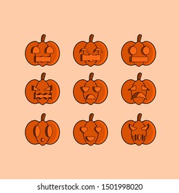 Jack O' lantern in different facial expression set.