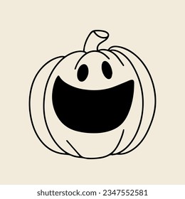 Jack O Lantern in doodle style. Hand drawn wings of angel for logo. Wings icon outline vector illustration. 