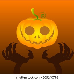 jack o lantern with evil hand