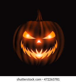 Jack o lantern cara halloween fondo aislado en negro