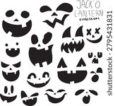 Jack O Lantern Faces Halloween Vector Set