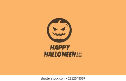 Jack O' Lantern Flat Design Halloween Icon with Side Shadow Vector