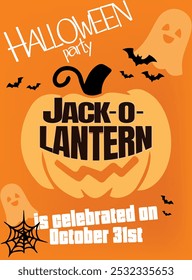 jack - o - lantern halloween 31 october, a poster with text and images on it, poster advertising a party on October 31st