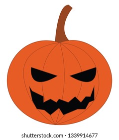 Jack o lantern halloween decoration craved from pumpkin vector color drawing or illustration 