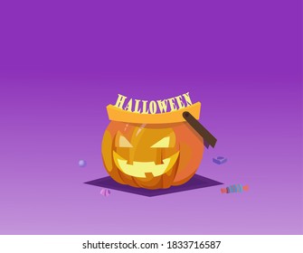 Jack O' Lantern with Halloween font on the top