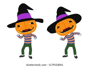 Jack O Lantern Halloween pumpkin, vector illustration 