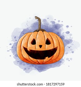 jack o lantern halloween pumpkin. watercolor illustration. vector illustration. special halloween. EPS10