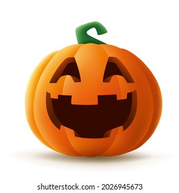 Jack O Lantern. Halloween pumpkin with funny face expression. Isolated.