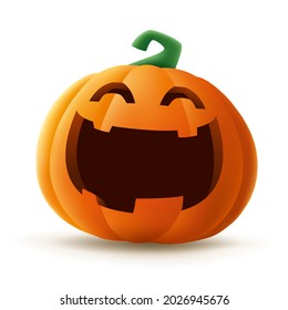 Jack O Lantern. Halloween pumpkin with funny face expression. Isolated.