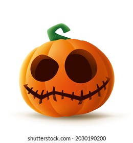 Jack O Lantern. Halloween pumpkin with funny face expression. Isolated.