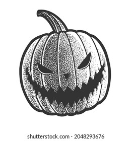 Jack o lantern Halloween pumpkin sketch engraving vector illustration. T-shirt apparel print design. Scratch board imitation. Black and white hand drawn image.