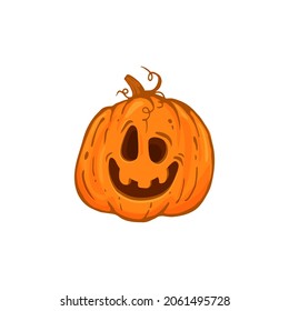 jack o lantern, halloween pumpkin isolated on white, cartoon funny pumpkin.Vector