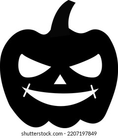 Calabaza Jack o lantern Halloween 
ilustración vectorial negra aislada en fondo blanco. Icono de calabaza. Diseño de silueta de calabaza. Elemento decorativo tradicional de Halloween.