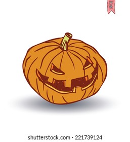   Jack O Lantern halloween pumpkin. vector illustration