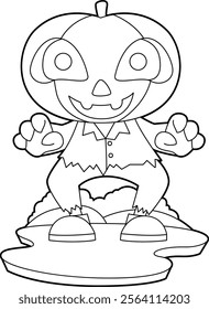 Jack O Lantern Halloween Pumpkin Vector Graphic Art Illustration