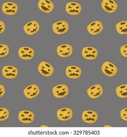 Jack O Lantern. Halloween pumpkin seamless vector pattern