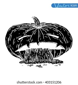 Jack O Lantern halloween pumpkin. vector illustration silhouette black