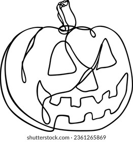 Jack O Lantern | Halloween Spooky Season | Pumpkin Carving EPS | Black Gothic One Line Drawing