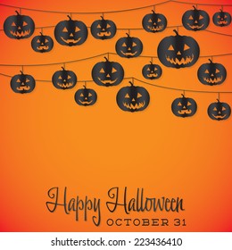 Jack O' Lantern Halloween string card in vector format.