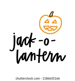 Jack o lantern illustration and hand lettering