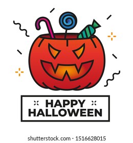Jack o lantern illustration - Happy halloween icon