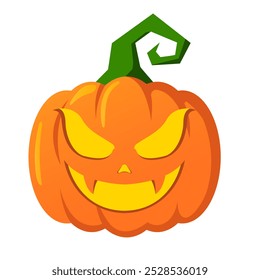 Jack O Lanterna ilustração vetor, isolar Decoração de Halloween elementos gráficos em fundo branco, Laranja Celebrar Clip arte em estilo plano, Monster Character design, Stock (Editável)