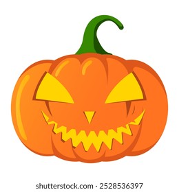 Vector de ilustración de Jack O Lantern, Elementos gráficos de decoración de Halloween aislados, Naranja Celebre el arte del Clip en estilo plano, Diseño de personajes de monstruos y fantasmas, Stock (Editable)