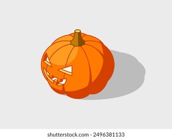 Jack o Lantern isometric vector illustration with shadow