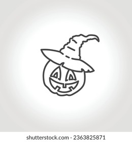 jack o lantern line icon. halloween pumpkin silhouette.