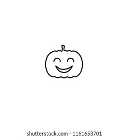 Jack o lantern line smiling pumpkin sticker isolated on white background