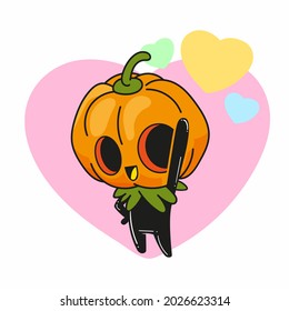 jack o lantern in love pose, halloween jack o lantern