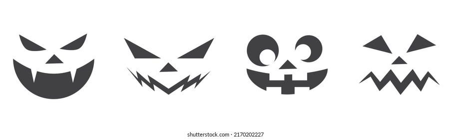 Jack O Lantern Monster Face Expression set of 4 in many different variation sad angry scary happy emotion editable for halloween content asset