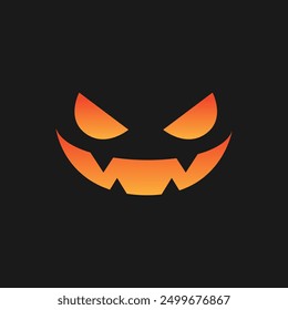 Jack O Lantern Monster Face Halloween Pumpkin Icon. Cute Funny Evil Face Expression.