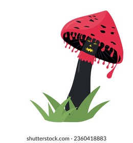 Jack o lantern mushroom. Poisonous vector mushroom. Halloween illustration