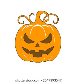 Jack O Lantern color naranja e icono lineal. Signo facial de calabaza de línea delgada. Pictograma del esquema del carácter de Halloween aislado en el fondo blanco. Forma del icono del Vector, símbolo simple