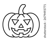 Jack O Lantern Outline Icon Vector Illustration