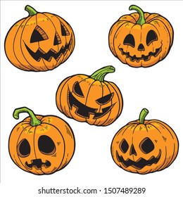Jack O Lantern Pumpkin Halloween High-resolution vector. Vector Halloween sets. Happy Halloween Illustration.
