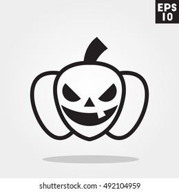 Jack o lantern pumpkin halloween icon in trendy flat style isolated on grey background. Id card symbol for your design, logo, UI. Vector illustration, EPS10.
