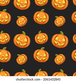 Diseño del patrón Emoji del icono de calabaza Jack O Lantern. Símbolos de fondo sin foco de Halloween. Vector de diseño de ilustración emoticono.