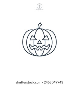 Jack o' lantern pumpkin  Icon Halloween theme symbol vector illustration isolated on white background