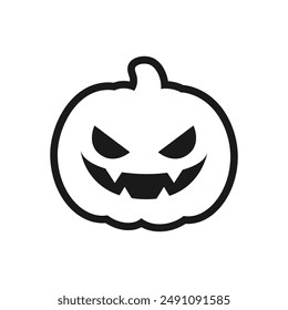 Icono de la línea de calabaza Jack O Lantern, símbolo de Vector de contorno. Halloween Trick or Treat símbolo de vacaciones, ilustración de logotipo.