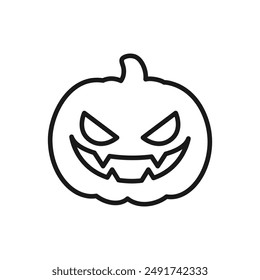 Icono de la línea de calabaza Jack O Lantern, símbolo de Vector de contorno. Halloween Trick or Treat símbolo de vacaciones, ilustración de logotipo.