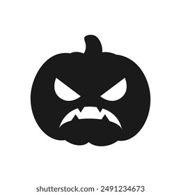 Jack O Lantern Icono de la silueta de la calabaza, simple signo de Vector plano. Halloween Trick or Treat símbolo de vacaciones, ilustración de logotipo.