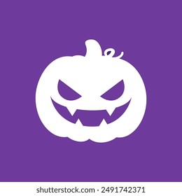 Jack O Lantern Icono de la silueta de la calabaza, simple signo de Vector plano. Halloween Trick or Treat símbolo de vacaciones, ilustración de logotipo.