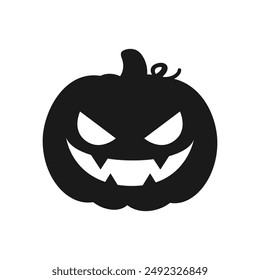 Jack O Lantern Icono de la silueta de la calabaza, simple signo de Vector plano. Halloween Trick or Treat símbolo de vacaciones, ilustración de logotipo.