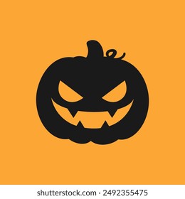 Jack O Lantern Icono de la silueta de la calabaza, simple signo de Vector plano. Halloween Trick or Treat símbolo de vacaciones, ilustración de logotipo.