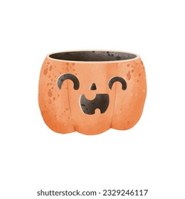 jack o lantern pumpkin watercolor Happy Halloween holiday. Orange pumpkin with smile for your design for trick or Treating symbol of the isolated on white background Vector illustration